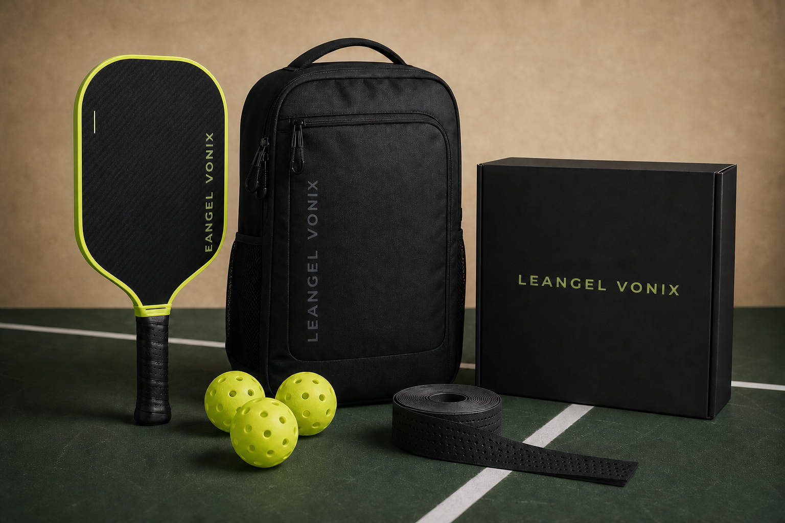 LEANGEL VONIX pickleball kit with paddle, bag, balls, and grip tape
